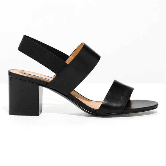 & OTHER STORIES Block Heel Leather Sandals - Picture 1 of 3